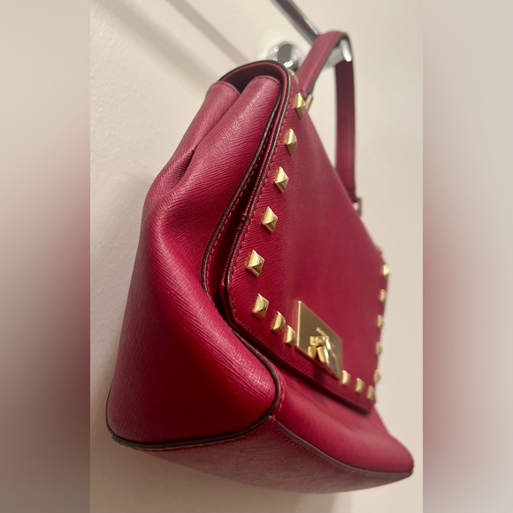 Michael Kors Studded Handbag | Red and Gold - Picture 13 of 16
